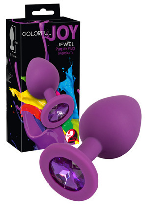Фиолетовая анальная втулка Colorful Joy с фиолетовым кристаллом