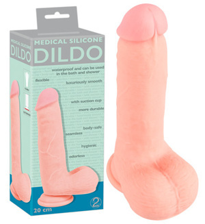 Фаллоимитатор Medical Silicone Dildo реалистик, с мошонкой, 20 см